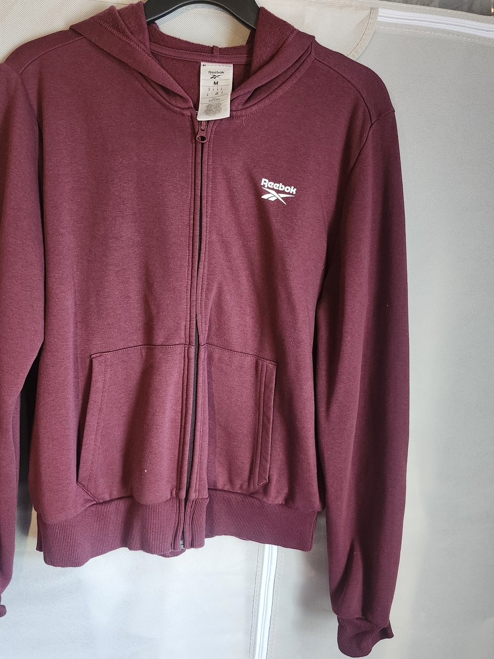 Reebok Burgundy Full-Zip Hoodie with Hood